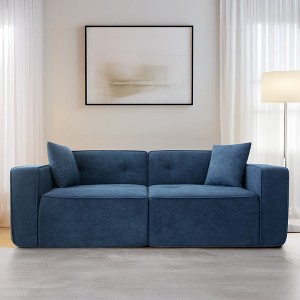 Full Foam Modern Teddy Velvet Indoor Sofa with Ergonomic Design and Rebound Foam - 1 of 4
