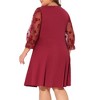 Agnes Orinda Women's Plus Size Pleat Front Square Neck Sheer Sleeve Flowy A-Line Dresses - 4 of 4