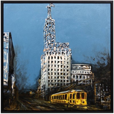 Tennessee Court Square Trolley Hand Embellished High Gloss Coated Unframed Wall Canvas - StyleCraft