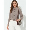 Allegra K Women's Turn Down Collar Plaid Button Up Long Sleeve Shirt - 2 of 4