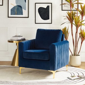 Iapygia Contemporary Tufted Wooden Upholstered Club Chair with Metal Legs for Bedroom and Living Room Club Chair| ART OF LIVING DESIGNS - 1 of 4