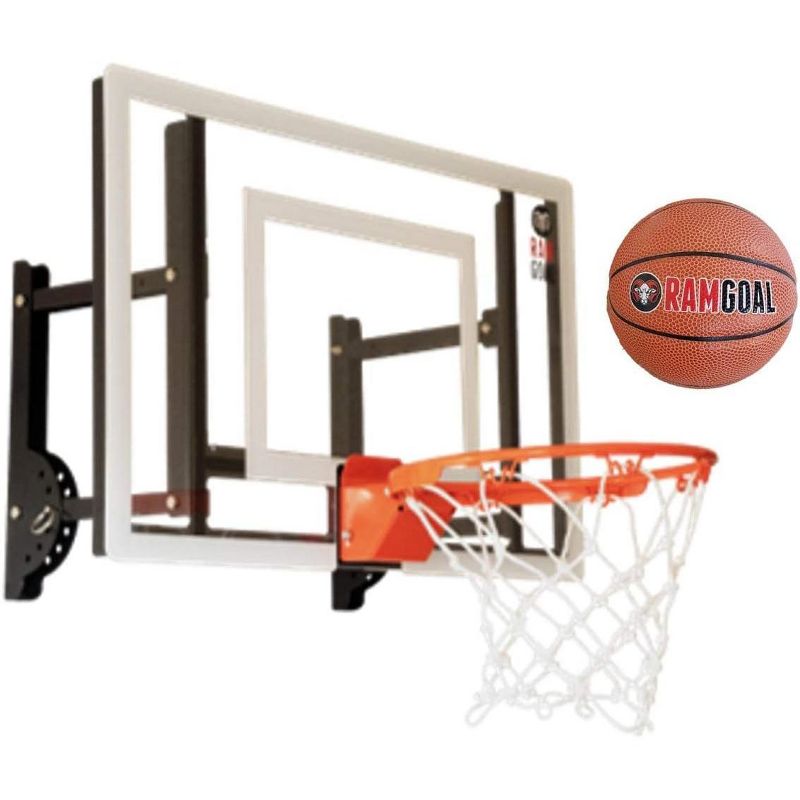 RAMGOAL Adjustable Indoor Mini Basketball Hoop and Ball, Wall-Mounted, Durable Breakaway Rim, 1 of 7