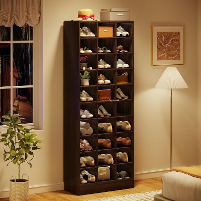 Hommoo 10-Tier Wooden Shoe Rack with 30 Cubbies