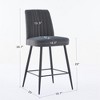 SKRAN Contemporary Velvet Upholstered Counter Height Barstool  Set of 2 With Backs and Metal Legs for Dining Room, Cafe - 3 of 4