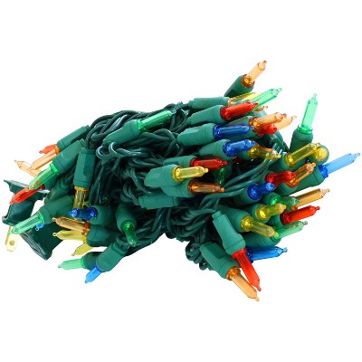 Multicolor LED Outdoor Christmas String Lights with Green Wire