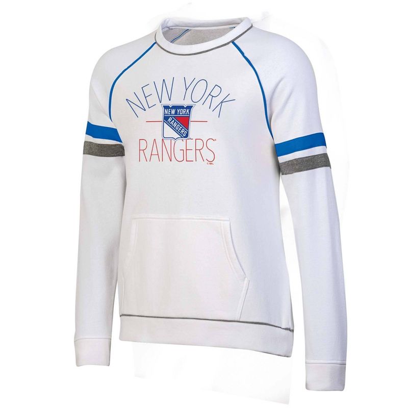 NHL New York Rangers Women&#39;s White Fleece Crew Sweatshirt, 1 of 4