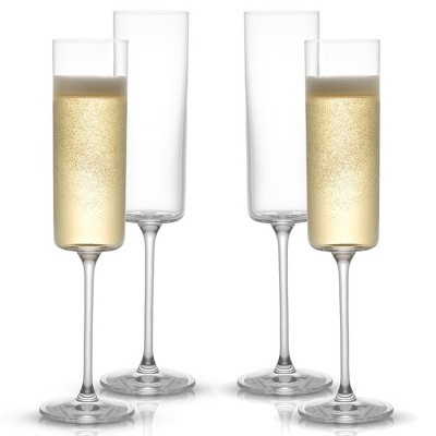 JoyJolt Claire Cyrstal Cylinder Champagne Glasses - Set of 4 Champagne Flutes - 5.7 oz
