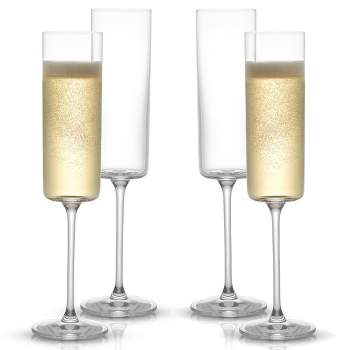 JoyJolt Claire Cyrstal Cylinder Champagne Glasses - Set of 4 Champagne Flutes - 5.7 oz