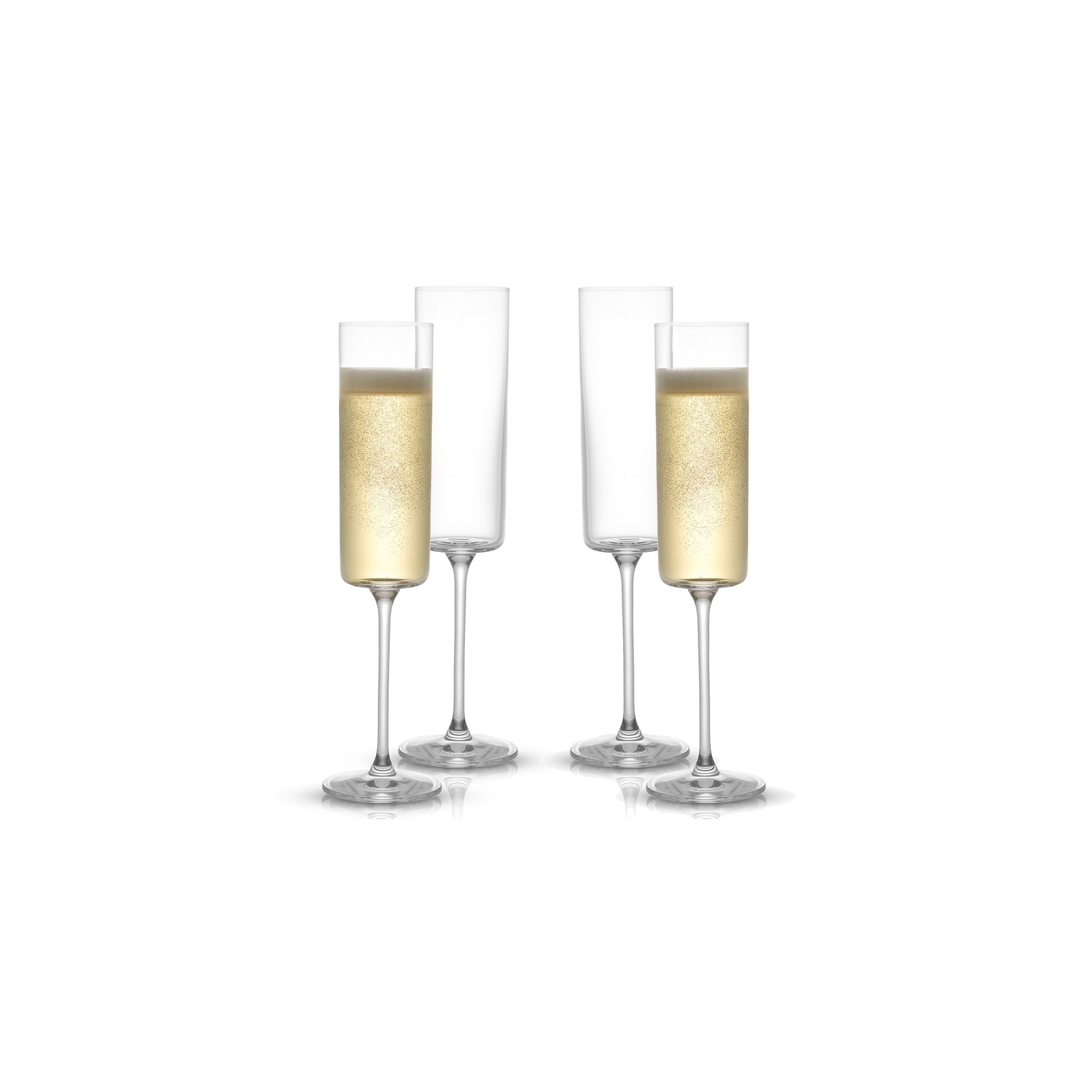 JoyJolt Claire Cyrstal Cylinder Champagne Glasses - Set of 4 Champagne Flutes - 5.7 oz