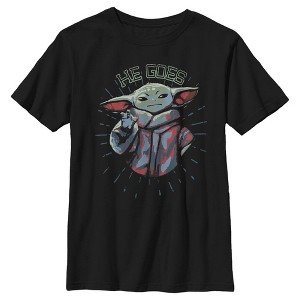 Boy's Star Wars The Mandalorian Father's Day Grogu He Goes T-Shirt - 1 of 4