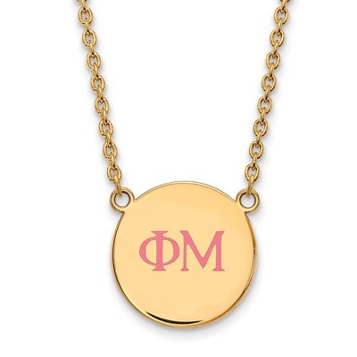 Black Bow Jewelry 14k Yellow Gold Plated Sterling Silver Phi Mu Greek Life Necklace 18 Inch