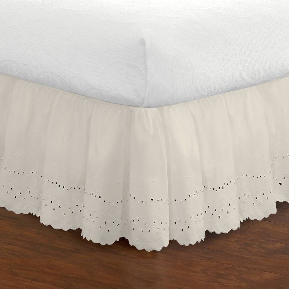 Photos - Bed Linen Fresh Ideas California King Ruffled Eyelet Bed Skirt Ivory