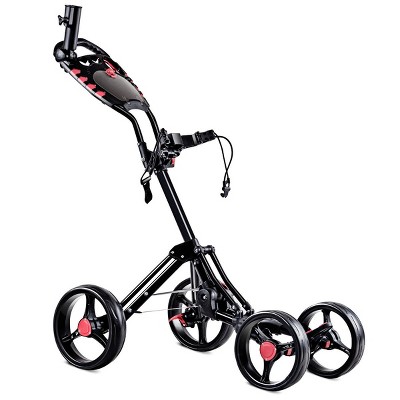 Costway Folding 4 Wheel Golf Pull Push Cart Trolley Club Umbrella Scorecard  Drink Holder : Target