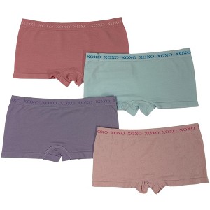 XOXO Girls' 4-Pack Assorted Logo Band Seamless Underwear Sets - 1 of 4