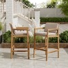 Set of 2 Outdoor Bar Stools, Teak Wood Outdoor Bar Stools with Wicker Back and Cushion, Patio Bar Stools for Backyard or Deck-Koiai - 2 of 4