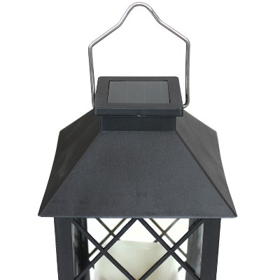 Black Solar LED Flameless Candle Lantern Set of 2