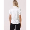 Allegra K Women's Satin Shirt Lapel V Neck Casual Puff Sleeve Work Top - 4 of 4
