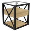 NicBex Industrial 3-Tier End Table with Drawer, Tempered Glass & Metal Frame Side Table, Modern Nightstand for Bedroom, Living Room Small Table - 4 of 4