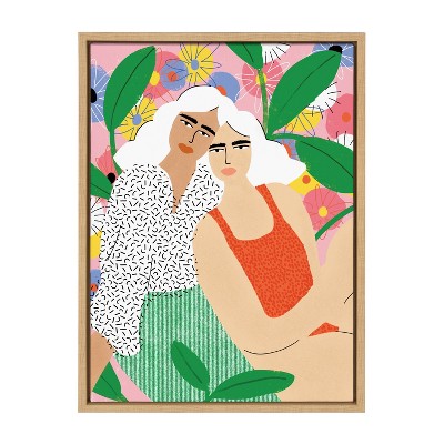 18" x 24" Sylvie Plant Ladies by Alja Horvat Framed Wall Canvas Natural - Kate & Laurel All Things Decor