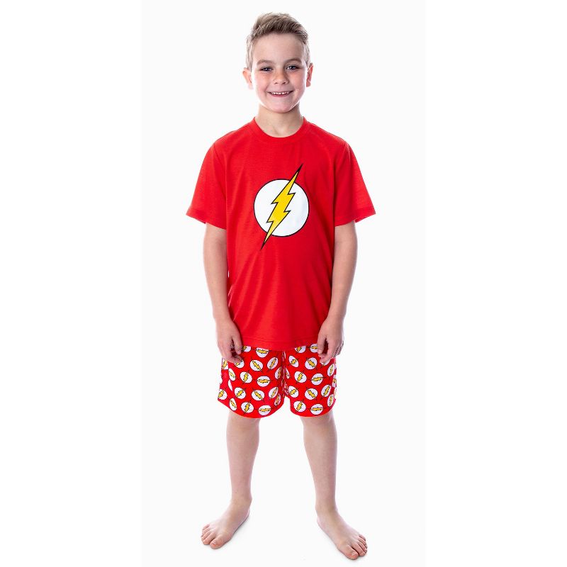 DC Comics Big Boys' The Flash Logo Short Sleeve Shirt Pajama Short Set Red, 5 of 6
