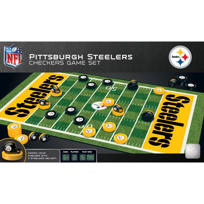 MasterPieces Officially licensed NFL Pittsburgh Steelers Checkers Board Game for Families and Kids ages 6 and Up, 1 of 6