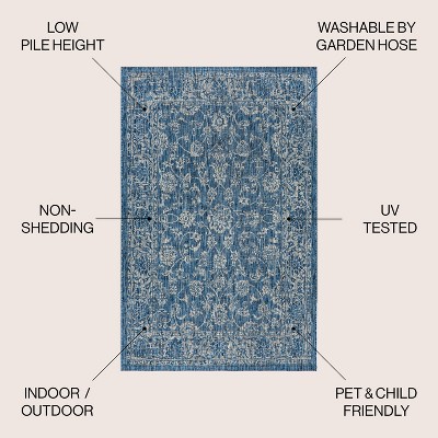 Navy and Gray Synthetic Flat Woven Rectangular Area Rug