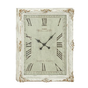 36"x27" Wooden Floral Carved Acanthus Wall Clock: Silent Mechanism, Vintage Paris Design - Olivia & May - 1 of 4