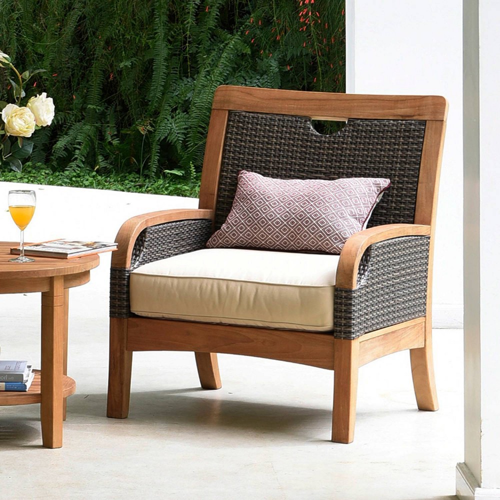 Photos - Garden Furniture Palma Teak Patio Lounge Chair with Cushion - Cambridge Casual: All-Weather