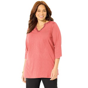 Catherines Women's Plus Size Beaded Embellished Tunic - 1 of 4