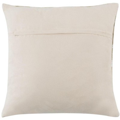 18" Square Silver and White Cowhide Geometric Pillow