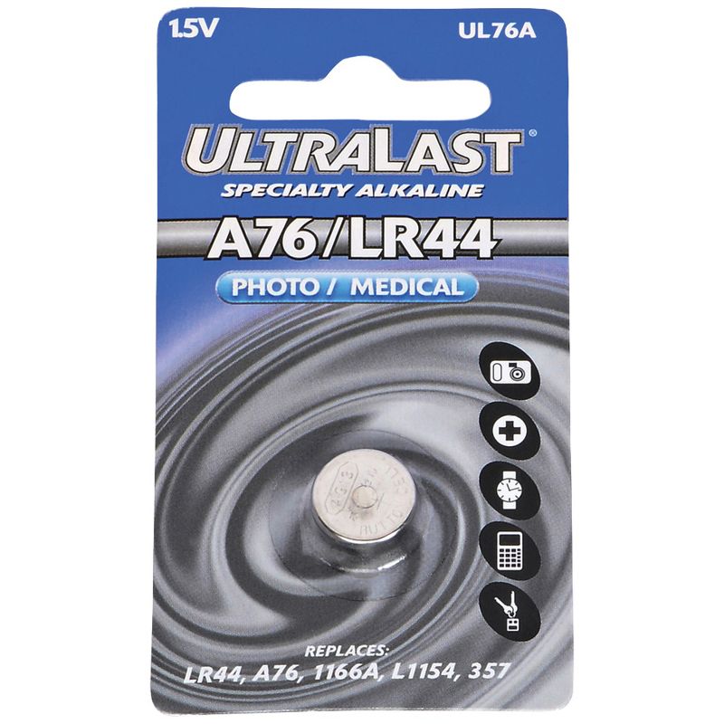 Ultralast® UL76A Alkaline Photo/Medical Button Cell Battery, 1 of 2