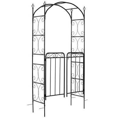 Outsunny Garden Arbor Arch Gate With Trellis Sides For Climbing Plants ...