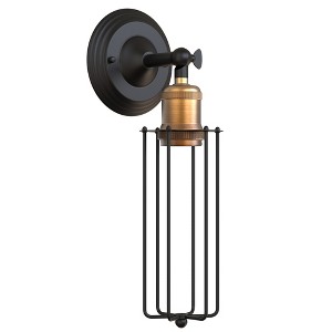 DORESshop 10.63 in.1-Light Dimmable Black Farmhouse Industrial Wall Sconces with Caged Shaded for Bedroom Hallway - 1 of 4