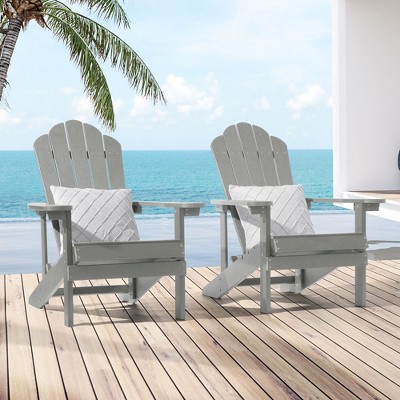 Sonkuki 2-Pack Faux Wood Adirondack Chair with High Back and Wide Seat