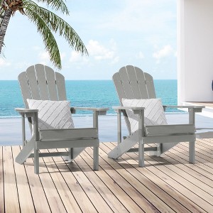 Sonkuki 2-Pack Faux Wood Adirondack Chair with High Back and Wide Seat - 1 of 4