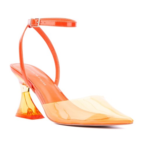 Fashion To Figure Women s Jacki Ankle Strap Heel Pump Wide Width Orange 11 Target