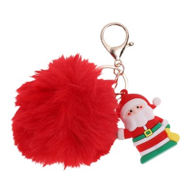 Unique Bargains Christmas Keychain with Double Ring and Lobster Clasp PVC Metal Plush 1 Pc