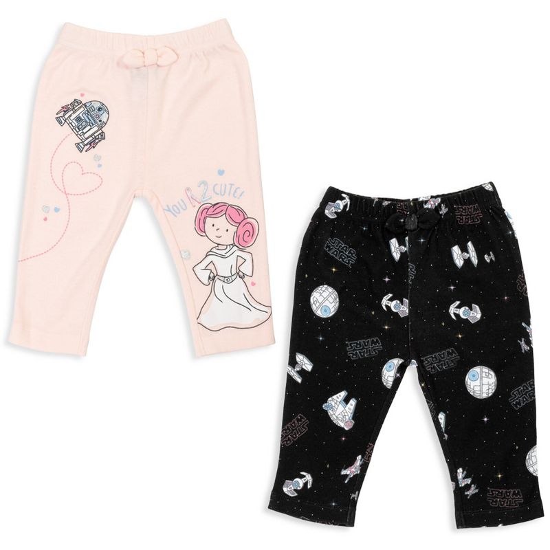 Star Wars Princess Leia R2-D2 Baby Girls 2 Pack Pants Newborn to Infant, 1 of 8