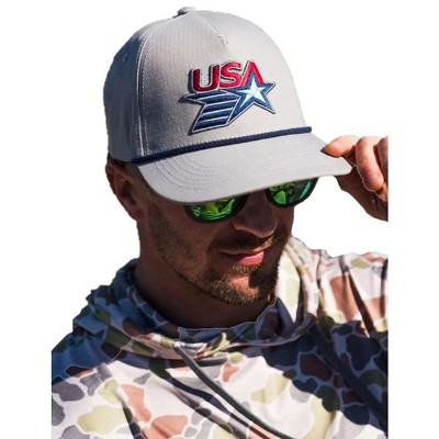 Burlebo Men's Full Grey USA Retro Star Snapback Cap