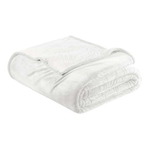 Velvet Plush Blanket with Faux Shearling Reverse - Great Bay Home - 1 of 4