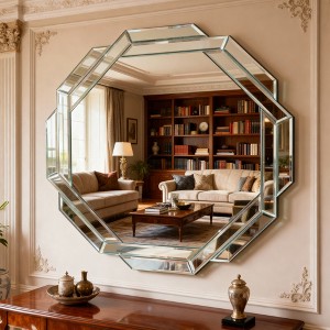 KWPZQEB Bathroom Mirror, Luxury Glass Decorative Mirror with Beveled Edge Frameless Design, Art Decor Wall Mounted Vanity Mirror for Hallway, Entryway - 1 of 4