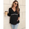 YesFashion Women’s Maternity Shirts Long Sleeve Nursing Tops V Neck Patchwork Breastfeeding Shirts Pregnancy Clothes - 3 of 4