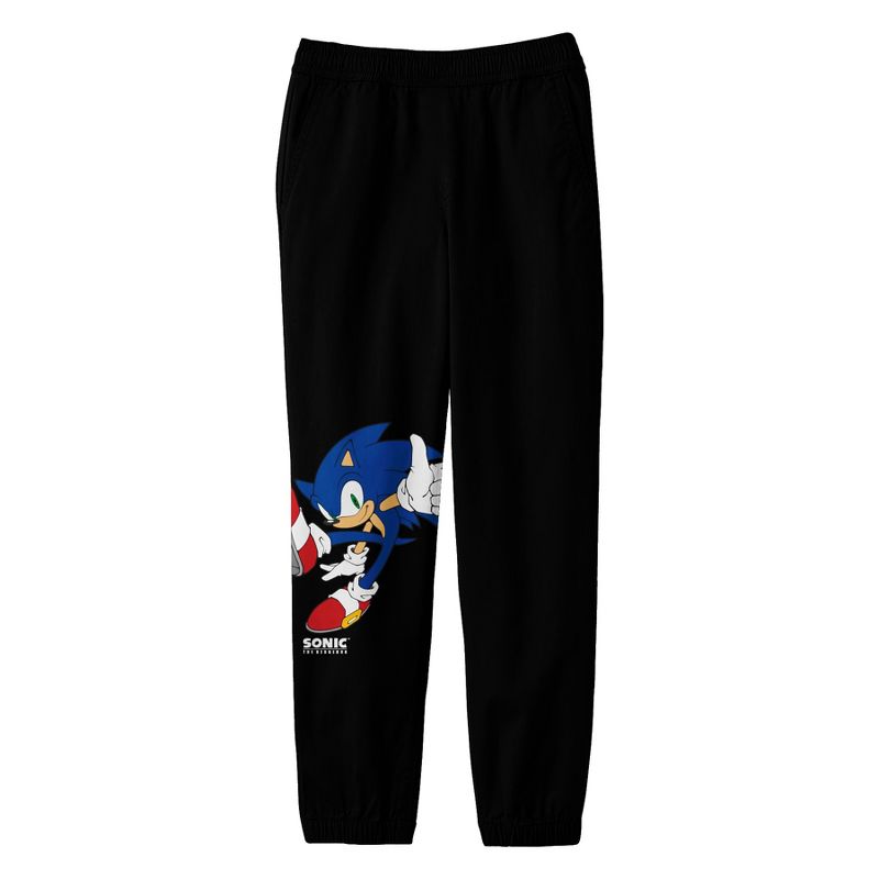 Sonic the Hedgehog Modern Character and Title Logo Youth Black Sweat Pants, 1 of 3