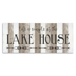 Stupell Industries Life's Simple At Lake House Sign Rustic Pattern, 10" x 24" - 1 of 4