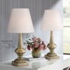 360 Lighting Traditional Accent Table Lamps 19" High Set of 2 Antique Brass Metal Touch On Off White Bell Fabric Shade for Bedroom Living Room Bedside - 2 of 4