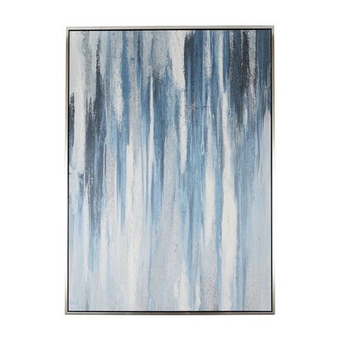 Original Abstract Painting blue gold silver foil, Neutral abstract