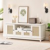 TV Stand Rattan Entertainment Center for 65 Inch TV Modern TV Console Table White Low TV Stand with Storage,Doors and Shelves,TV Console Media Cabinet - 4 of 4