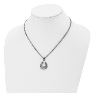 Chisel Stainless Steel Antiqued and Polished Claddagh Pendant on an 18" Curb Chain Necklace - 1 of 4