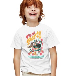 Teenage Mutant Ninja Turtles: Mutant Mayhem Mikey Pizza Party Kids T Shirt For Youth, White - 1 of 4