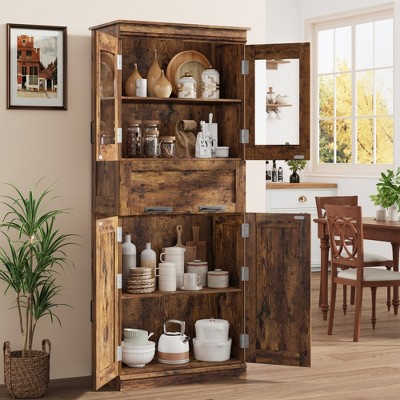 Kitchen Pantry Storage Cabinet with Doors and Shelves, Freestanding 67" Tall Bathroom Storage Cabinet, Cupboard, for Living Room
